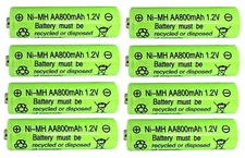 8-PCS 800mAh Rechargeable NiMh AA Ni-Mh Batteries for Solar Light PG8