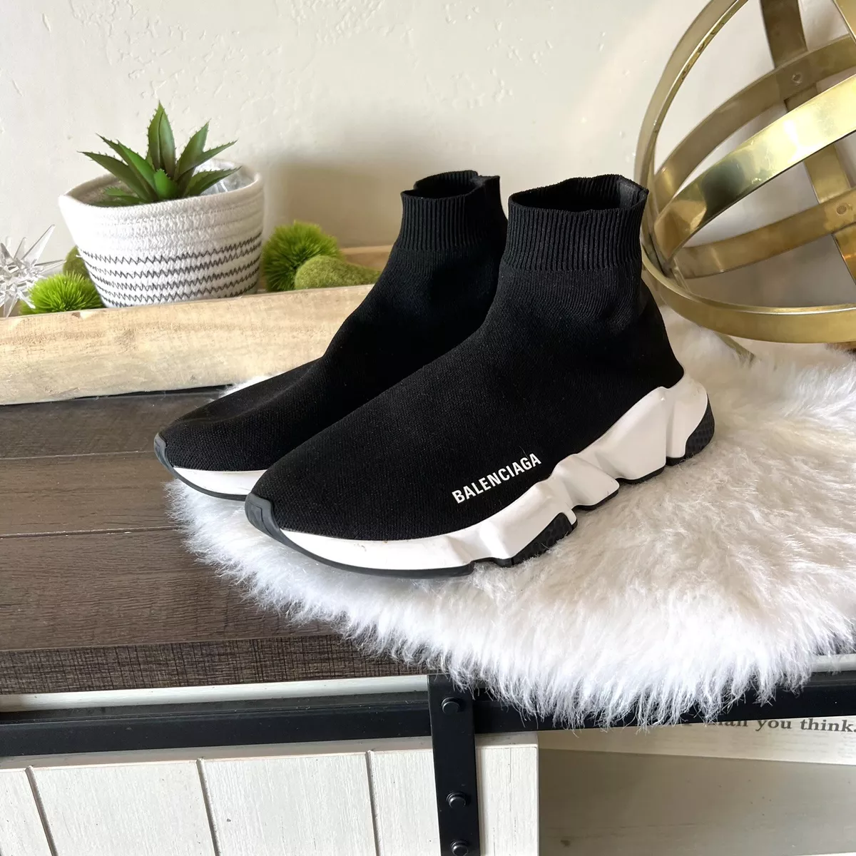 Balenciaga Speedy Sneakers Black and White SIZE 6