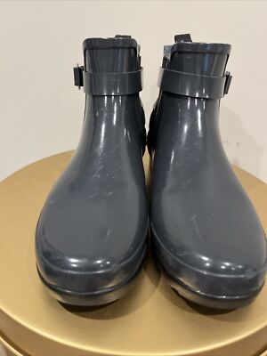 雨靴 HUNTER REFINED GLOSS QUILT CHELSEA Women's Quilted Gloss Refined Slim Fit Chelsea Boots - Black