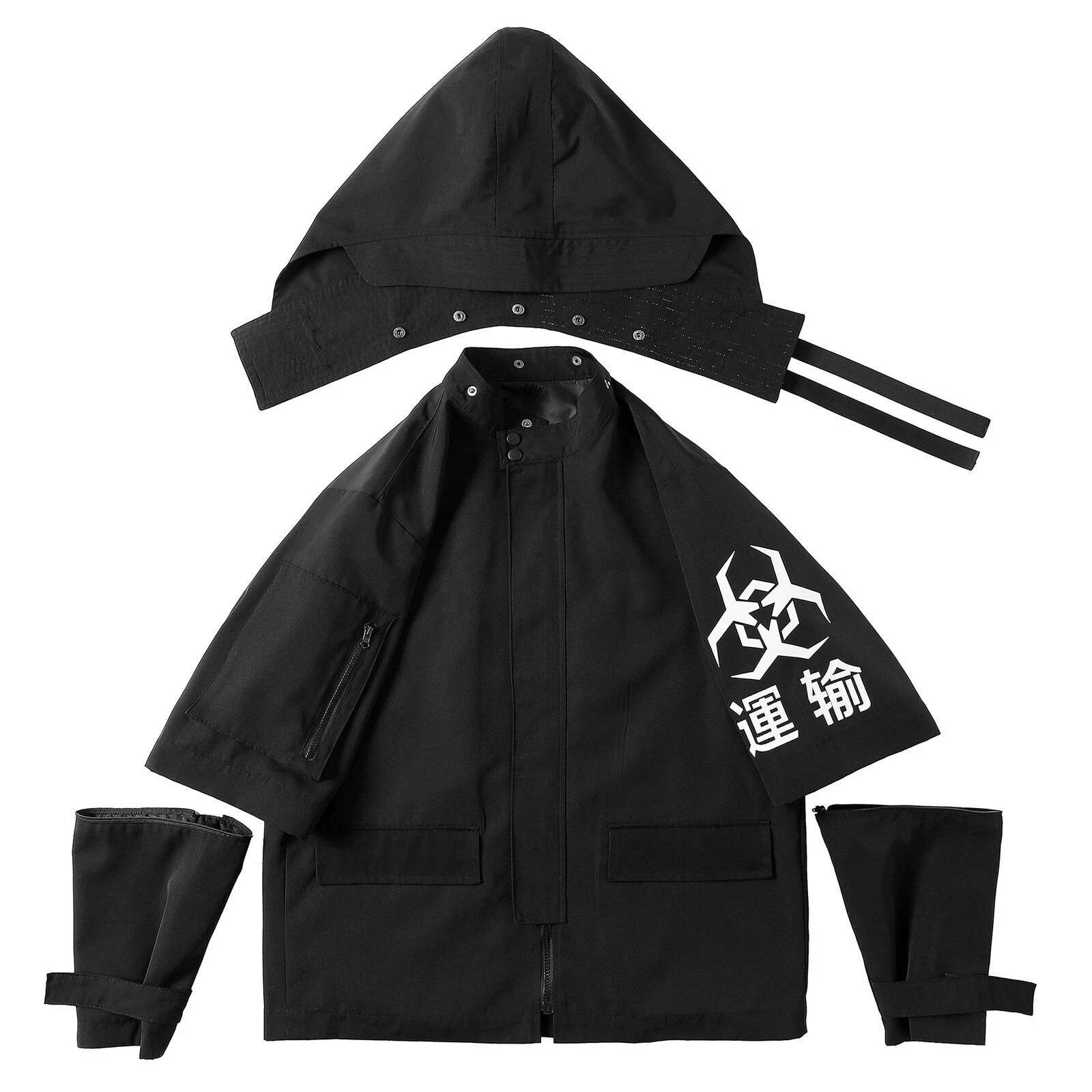 Niepce Techwear Atom Bomb Cyberpunk Windbreaker Urban Hip Hop Hooded Coat Jacket - product detail image 4
