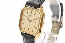 SEIKO 2320 5090 Quartz Dress Watch Cream Color Dial Stainless Leather Vintage 80
