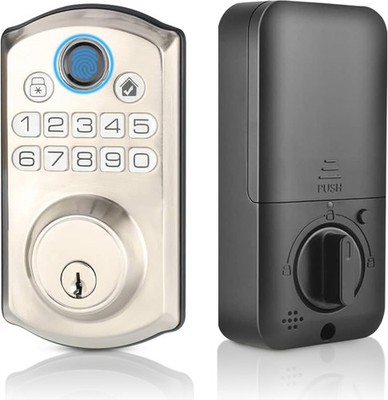 Fingerprint Smart Door Lock Keyless Biometric Deadbolt Keypad Auto Lock Silver