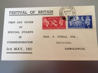 GB STAMPS RARE FIRST DAY COVER 1951 FESTIVAL OF BRITAIN BARNOLDSWICK