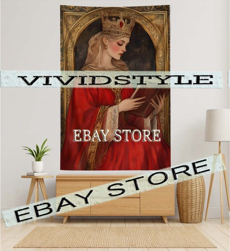 queen reading wall tapestry medieval romantic refined noble grace 59X82 in