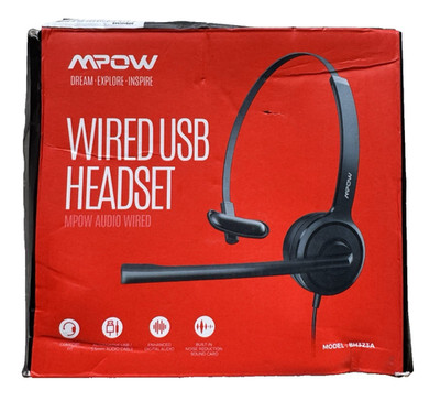 MPOW BH323A Wired USB Headset with 3.5mm Jack & Built-In Microphone
