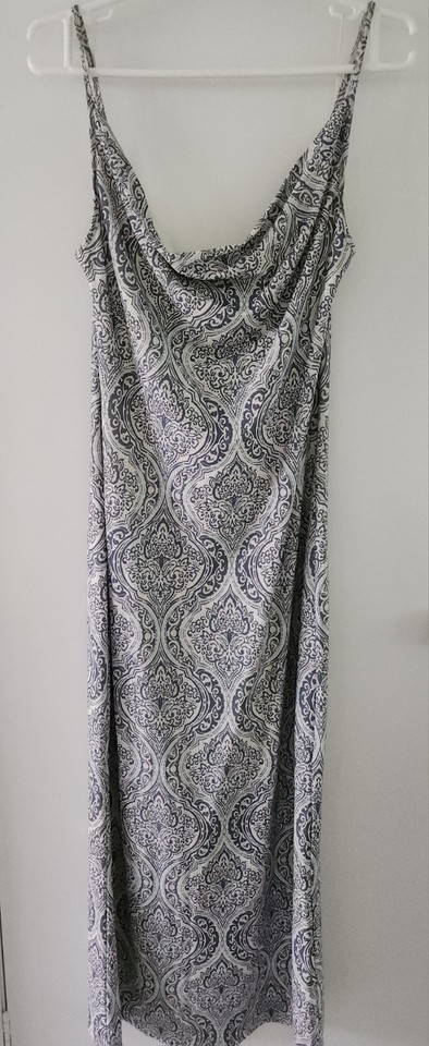 Tigerlily Navy Paisley Maxi Slip Dress Cowl Neck Bias Cut AU 12 Boho Resort