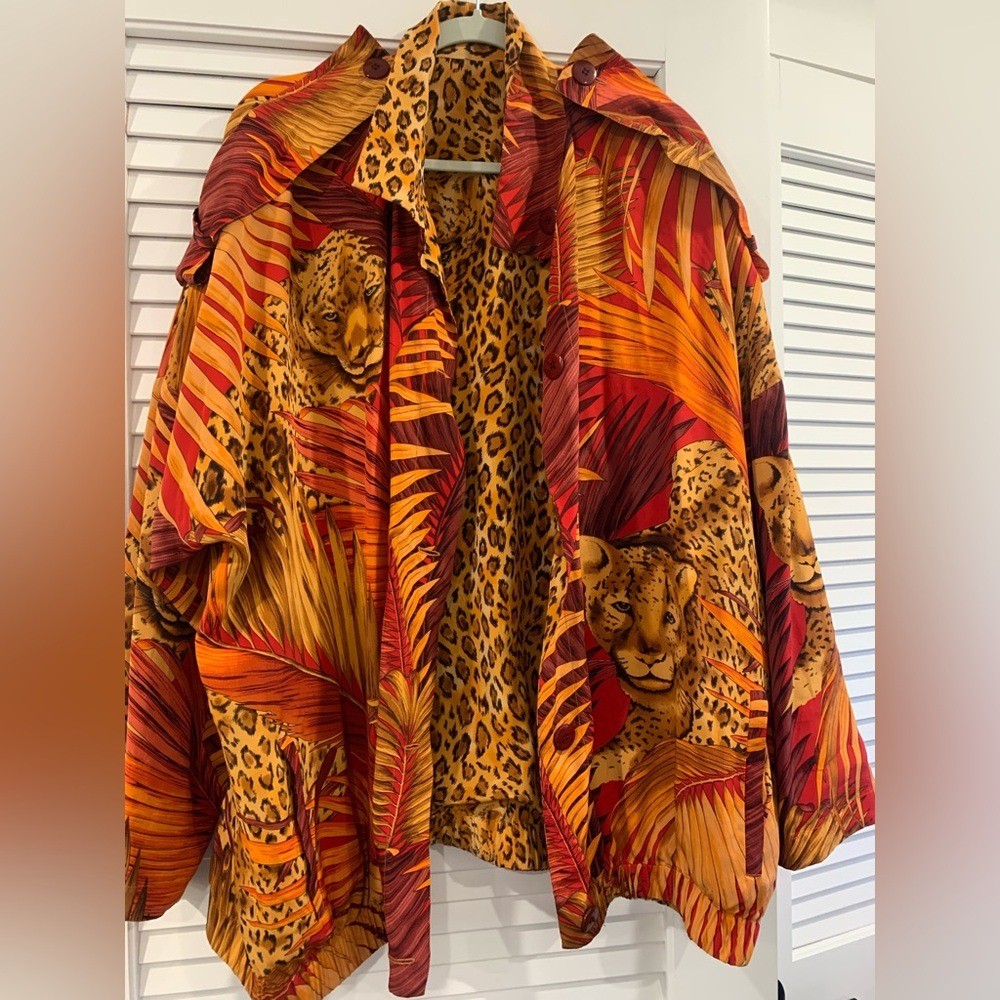 Vintage Reversible light jacket button down anima… - image 1