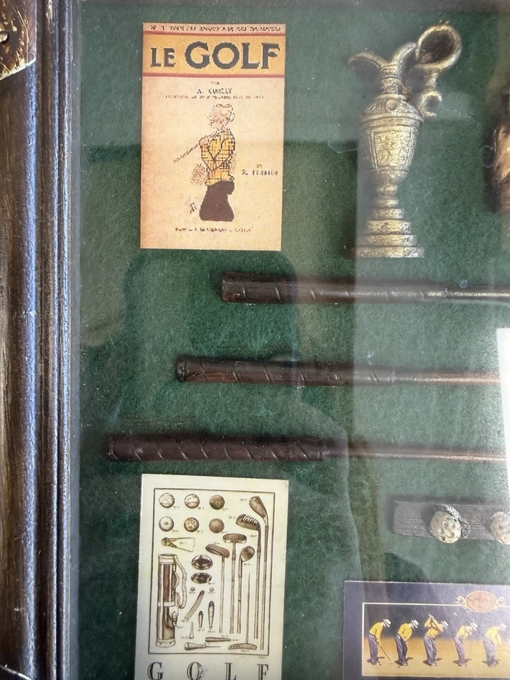 Arte de parede caixa de sombra de golfe vintage – Mini tacos, bolas e estampas – exibição emoldurada - Imagem 2 de 4