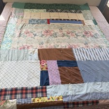 Vintage Handmade Scrap Patchwork Tie Quilt Folk Art Primitive Throw