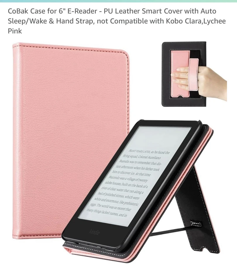 CoBak Case for Kindle 6" 2024 2022 Slim Magnetic Cover Auto Sleep/Wake Pink - Image 4 of 4