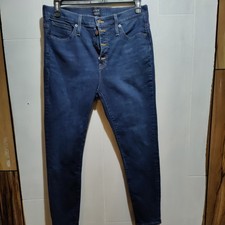 J. Crew 10" High Rise Skinny Jeans Dark Wash Button Fly Size 10