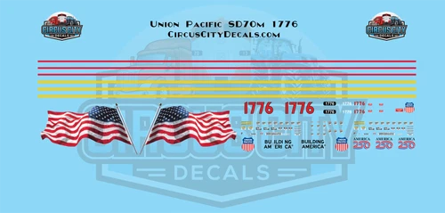 UP Union Pacific SD70m America 250 #1776 HO 1:87 Scale Decal Set