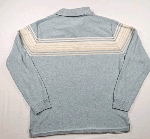 Marine Layer Mens Elias Sweater Polo Medium Blue Wool Blend Pullover - Picture 6 of 6
