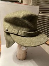Vintage Swedish Army Military Wool Winter Field Cap Hat Uniform Size 58Crowns