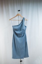 BHLDN Anthropologie One-Shoulder Slate Blue Dress
