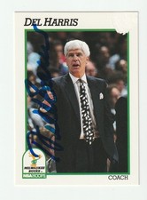 Del Harris Signed 1991-92 NBA Hoops Card #235 Auto Bucks HOF Autograph COA