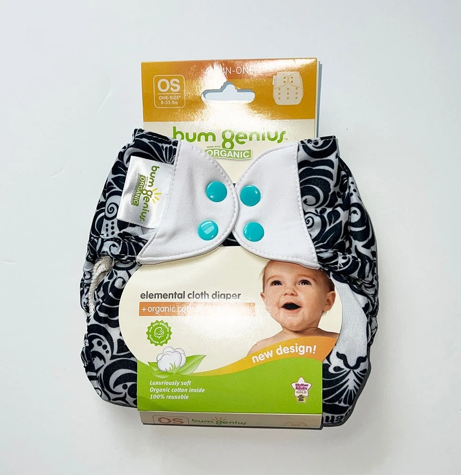 Pañal de tela elemental orgánico BumGenius Martin todo en uno sistema operativo nuevo Foto 2 de 4