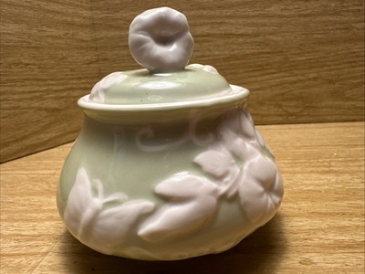 Morning Glory Butterfly Teaware Small Sugar Bowl Dish Trinket Vintage