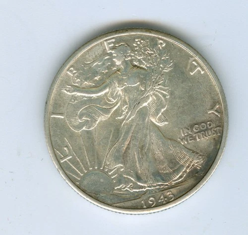 1943-D  WALKING LIBERTY HALF DOLLAR--AU/UNC