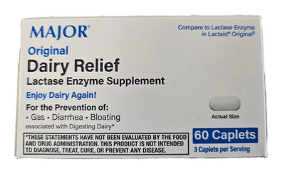 Dairy Relief LACTASE ENZYME 3000 for Lactose Intolerance 60 Caplets --