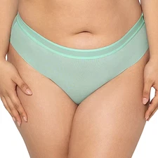 Curvy Couture Women's Plus Size Sheer Mesh High Cut Brief, Appletini, XXL