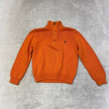 Kids Polo Ralph Lauren Orange Cotton Quarter Zip Sweater Size 6