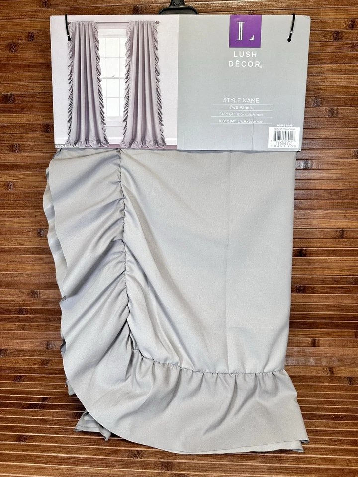 2PC BoHo Romantic Ruffle Reyna Light Filtering Window Curtains Panels Lush Décor - Image 2 of 4