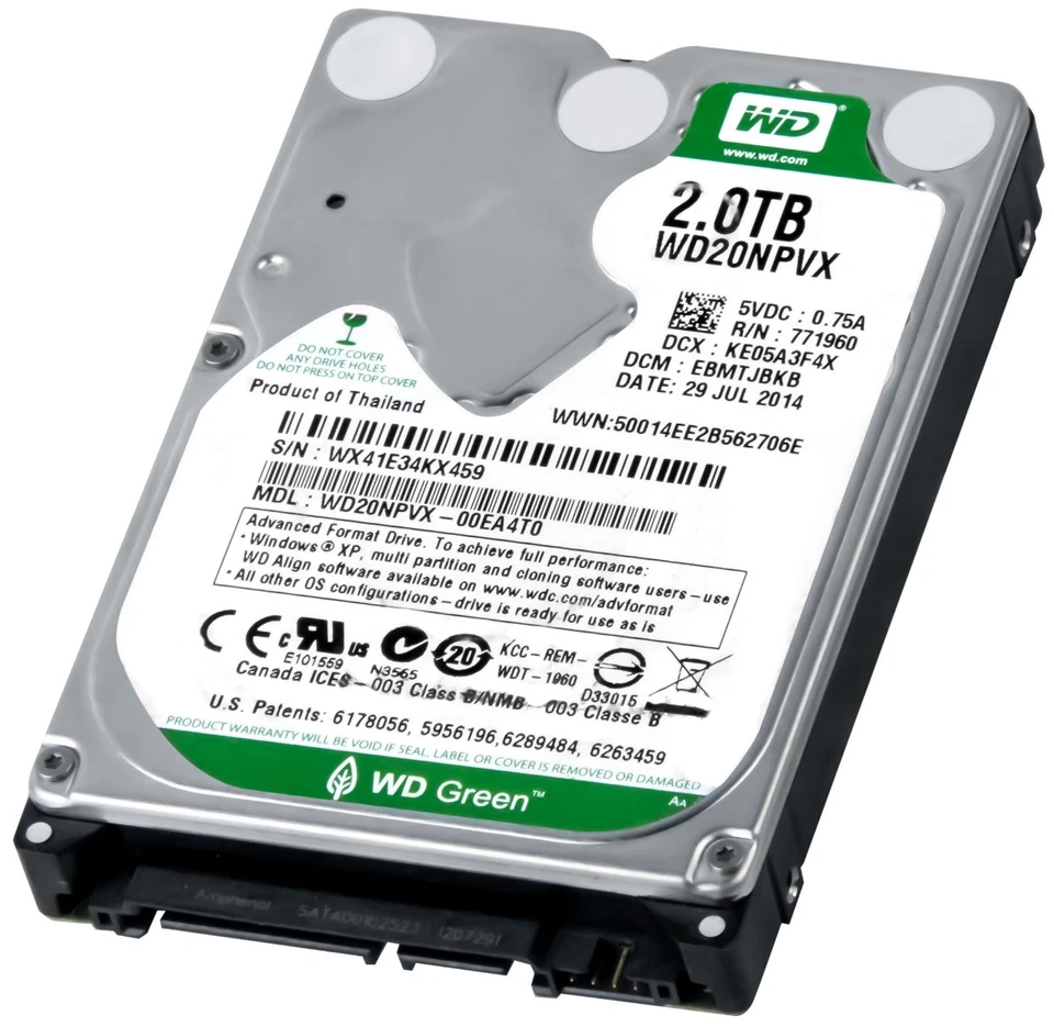 WD GREEN 2TB 5.4K 8MB SATA III 2.5'' WD20NPVX - Immagine 2 di 3
