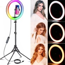 Ring Light with Tripod Stand & Phone Holder 12" inch RGB LED Selfie Ring Light