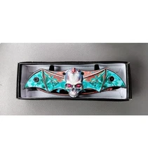 13 Inch 2 Blade Spring Assisted Folding Knife Bat Shaped Handle Pocket Clip