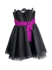 Lipsy London Prom Dress UK 10 BNWT Black & Dark Magenta Strapless Boned 