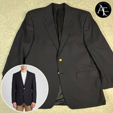 CHAPS RALPH LAUREN Mens Blazer 44R 100 Wool Gold Decorative Buttons Sport Coat