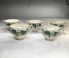 Wedgwood Etruria Napoleon Ivy Boullion Cups, Made In England, Vintage Lot Of 5.