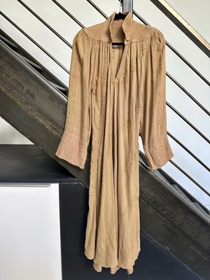 VTG 1970s LAISE ADZER handmade handwoven bias cut gauze hippie boho caftan dress