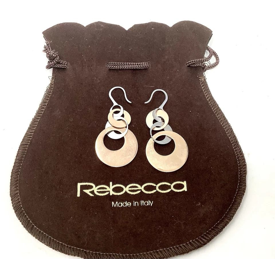 Pendientes colgantes Circle Of Love de Rebecca 2 tonos chapado en oro rosa/plata Italia Foto 4 de 4