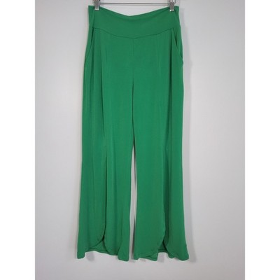 Clara Sun Woo Green Wide Leg Pants Pull On Stretch