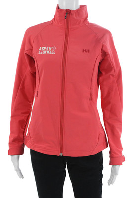 Helly Hansen Womens Windbreaker Red High Neck Zip Long Sleeve Size S