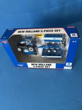 1/64 ERTL Diecast 2004 New Holland 5-piece Set TG230 Tractor with C &J Equipment