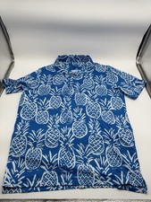 Chubbies Mens Medium "The Weekend Has Arrived" Blue Pineapple Golf Polo Shirt