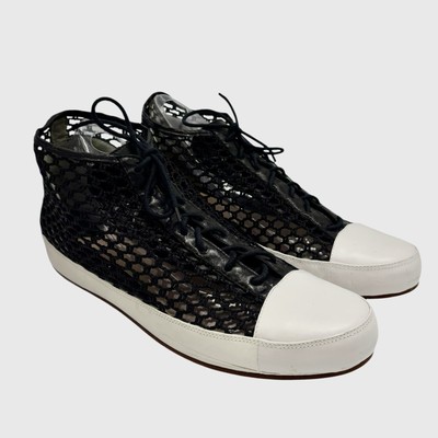 DEREK LAM 10 CROSBY Janel Too Sneaker Black White Mesh/Leather Mid-top Lace-up 9