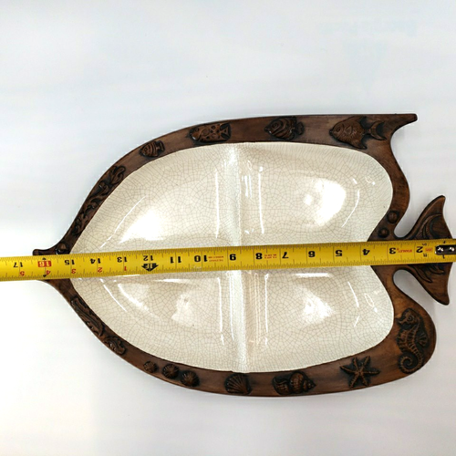 Vtg Treasure Craft Divided Fish Serving Platter Tray Treasure Craft Made in USA - Picture 3 of 13