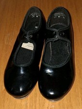 Girls Black Patent Leather Tap Dance Shoes 11 M Bloch Technotap 4 Preowned