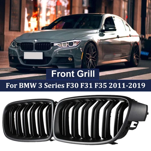 für BMW 3er F30 F31 11-19 Doppelsteg Grill Kühlergrill Nieren Schwarz Glanz - Bild 7 von 14