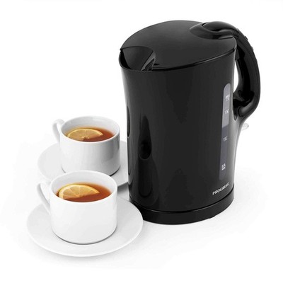 Progress 1,7 l Schwarz Kunststoff 2200 W Kabelloser Wasserkocher mit Softgriff Griff Automatische Abschaltung