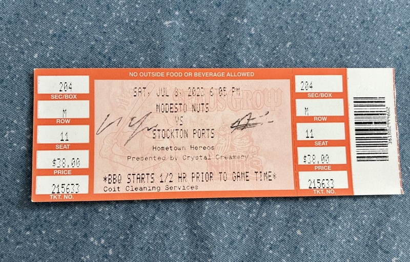 Cole Young Signed Ticket Stub Seattle Mariners Modesto Nuts MiLB MLB