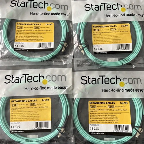 StarTech 3m 9ft 10Gb Aqua Multimode Duplex 50/125 LSZH Fiber Optic Cable 4 pack!