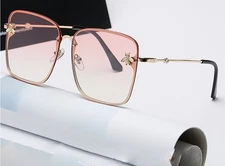 Women's Sunglasses Vintage Gradient Pink Lens Fashion Gold Frame Female Shades