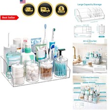 Bathroom Countertop Organizer Clear 5pcs with 4 Jars Family Storage Set
