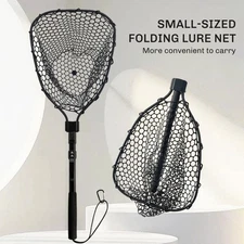 Fishing Net Landing Mesh Fish Catch Tool Telescopic Pole Folding Handle Foldable