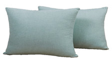 2 Pack of Light Teal Comfy Costal Linen Throw Pillow Covers 16 x 24 inch